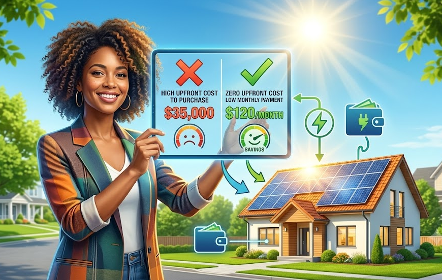 Residential solar system installed on a home